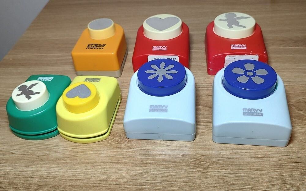 Paper Punches Marvy Uchida & McGill Craftivity 5 Medium 2 Small Shapes Lot Of 7